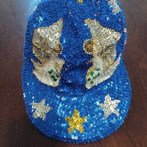 Eldee Two Angels and Stars Sequin Baseball cap hat retro style unisex